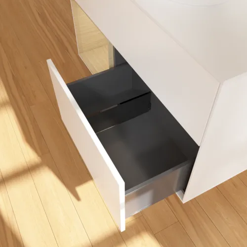 VILLEROY BOCH Finion Waschbeckenunterschrank, mit Beleuchtung, 2 Auszüge, 1000 x 603 x 501 mm, White Matt Lacquer / Oak Veneer / Glass White Matt #FA11PCMT, Bild 7
