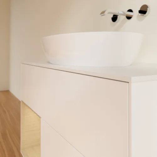 VILLEROY BOCH Finion Waschbeckenunterschrank, mit Beleuchtung, 2 Auszüge, 1000 x 603 x 501 mm, White Matt Lacquer / Oak Veneer / Glass White Matt #FA11PCMT, Bild 6