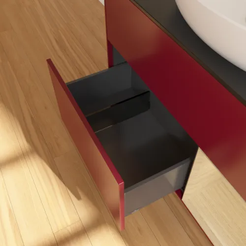 VILLEROY BOCH Finion Waschbeckenunterschrank, mit Beleuchtung, 2 Auszüge, 1000 x 603 x 501 mm, Peony Matt Lacquer / Oak Veneer / Glass Black Matt #FA22PCHB, Bild 7