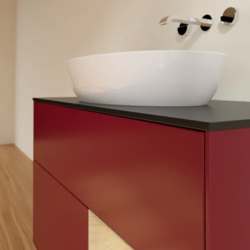 VILLEROY BOCH Finion Waschbeckenunterschrank, mit Beleuchtung, 2 Auszüge, 1000 x 603 x 501 mm, Peony Matt Lacquer / Oak Veneer / Glass Black Matt #FA22PCHB, Bild 6