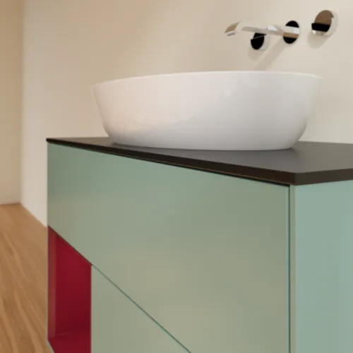Bild von VILLEROY BOCH Finion Waschbeckenunterschrank, mit Beleuchtung, 2 Auszüge, 1000 x 603 x 501 mm, Olive Matt Lacquer / Peony Matt Lacquer / Glass Black Matt #FA12HBGM