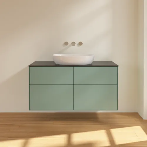 VILLEROY BOCH Finion Waschbeckenunterschrank, 4 Auszüge, 1200 x 603 x 501 mm, Olive Matt Lacquer / Glass Black Matt #FA3200GM, Bild 3