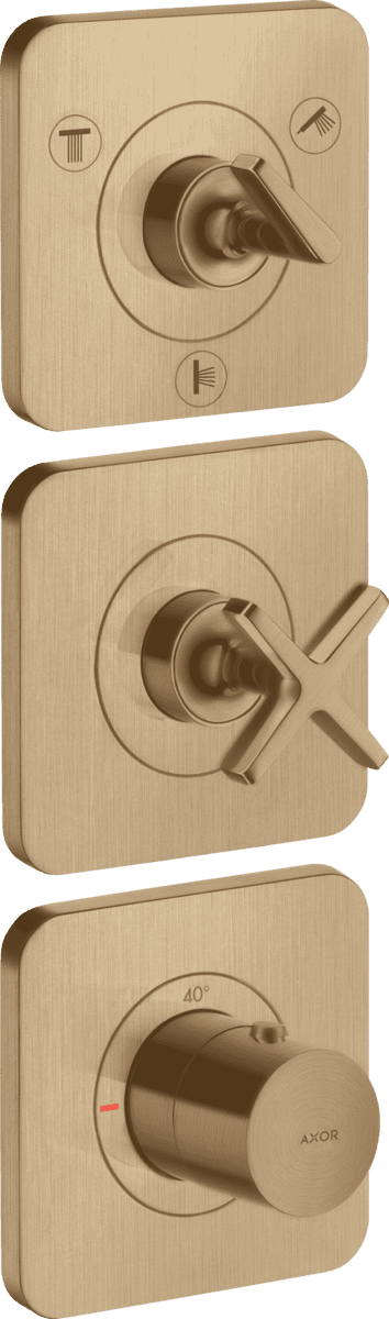 HANSGROHE AXOR Citterio E Thermostatmodul 380/120 Unterputz für 3 Verbraucher mit Rosetten #36704140 - Brushed Bronze
