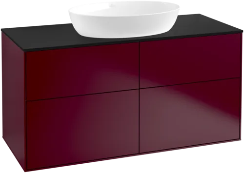 Зображення з  VILLEROY BOCH Finion Vanity unit, 4 pull-out compartments, 1200 x 603 x 501 mm, Peony Matt Lacquer / Glass Black Matt #FA3200HB