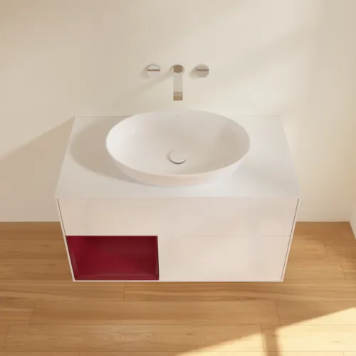VILLEROY BOCH Finion Waschbeckenunterschrank, mit Beleuchtung, 2 Auszüge, 1000 x 603 x 501 mm, Glossy White Lacquer / Peony Matt Lacquer / Glass White Matt #FA11HBGF, Bild 4