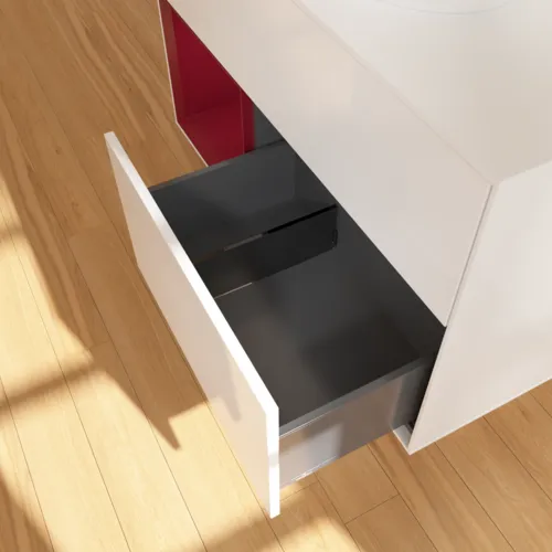 VILLEROY BOCH Finion Waschbeckenunterschrank, mit Beleuchtung, 2 Auszüge, 1000 x 603 x 501 mm, Glossy White Lacquer / Peony Matt Lacquer / Glass White Matt #FA11HBGF, Bild 7