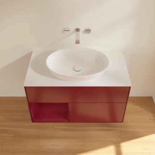 Bild von VILLEROY BOCH Finion Waschbeckenunterschrank, mit Beleuchtung, 2 Auszüge, 1000 x 603 x 501 mm, Peony Matt Lacquer / Peony Matt Lacquer / Glass White Matt #FA11HBHB