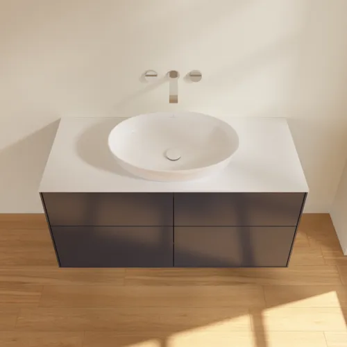 Obrázek VILLEROY BOCH Finion Vanity unit, 4 pull-out compartments, 1200 x 603 x 501 mm, Midnight Blue Matt Lacquer / Glass White Matt #FA3100HG