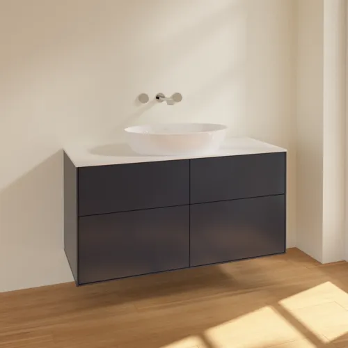 Obrázek VILLEROY BOCH Finion Vanity unit, 4 pull-out compartments, 1200 x 603 x 501 mm, Midnight Blue Matt Lacquer / Glass White Matt #FA3100HG