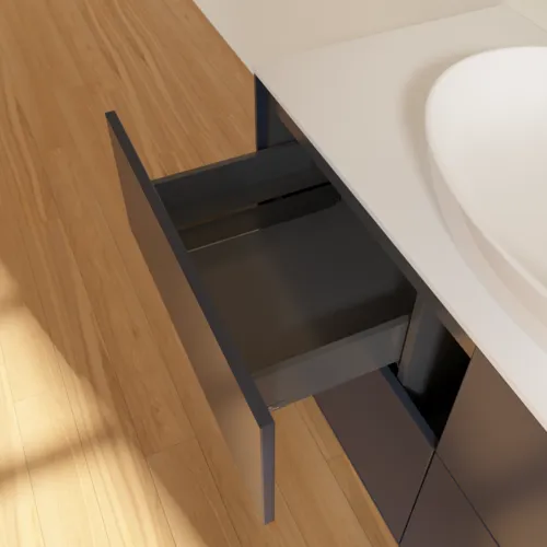 Obrázek VILLEROY BOCH Finion Vanity unit, 4 pull-out compartments, 1200 x 603 x 501 mm, Midnight Blue Matt Lacquer / Glass White Matt #FA3100HG