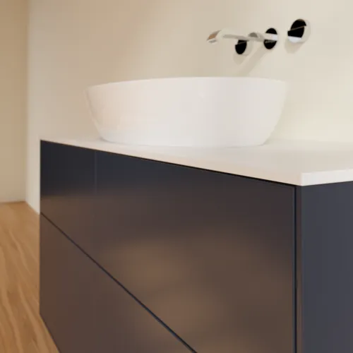 Obrázek VILLEROY BOCH Finion Vanity unit, 4 pull-out compartments, 1200 x 603 x 501 mm, Midnight Blue Matt Lacquer / Glass White Matt #FA3100HG