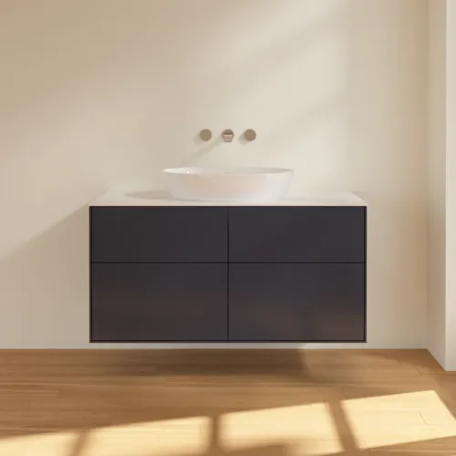 Obrázek VILLEROY BOCH Finion Vanity unit, 4 pull-out compartments, 1200 x 603 x 501 mm, Midnight Blue Matt Lacquer / Glass White Matt #FA3100HG