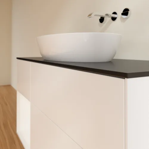 VILLEROY BOCH Finion Waschbeckenunterschrank, mit Beleuchtung, 3 Auszüge, 1200 x 603 x 501 mm, White Matt Lacquer / White Matt Lacquer / Glass Black Matt #FA62MTMT, Bild 6