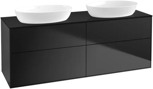 εικόνα του VILLEROY BOCH Finion Vanity unit, 4 pull-out compartments, 1600 x 603 x 501 mm, Black Matt Lacquer / Glass Black Matt #FA8200PD