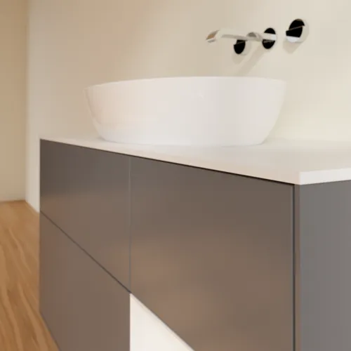 VILLEROY BOCH Finion Waschbeckenunterschrank, mit Beleuchtung, 3 Auszüge, 1200 x 603 x 501 mm, Anthracite Matt Lacquer / Glossy White Lacquer / Glass White Matt #FA71GFGK, Bild 6