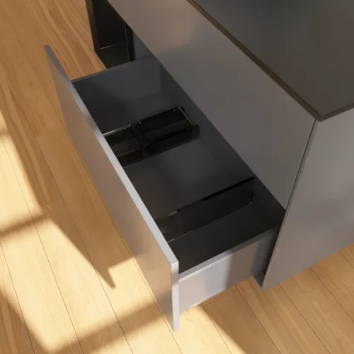 Bild von VILLEROY BOCH Finion Waschbeckenunterschrank, mit Beleuchtung, 3 Auszüge, 1200 x 603 x 501 mm, Anthracite Matt Lacquer / Black Matt Lacquer / Glass Black Matt #FA62PDGK