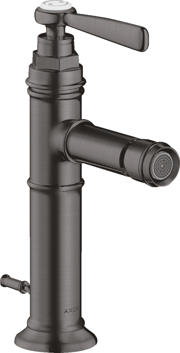 HANSGROHE AXOR Montreux Einhebel-Bidetmischer mit Hebelgriff und Zugstangen-Ablaufgarnitur #16526340 - Brushed Black Chrome