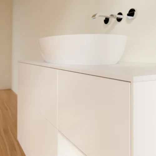 VILLEROY BOCH Finion Waschbeckenunterschrank, mit Beleuchtung, 3 Auszüge, 1200 x 603 x 501 mm, White Matt Lacquer / Glossy White Lacquer / Glass White Matt #FA71GFMT, Bild 6