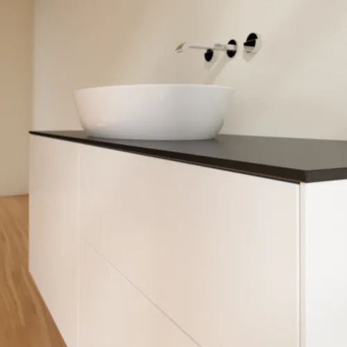 Obrázek VILLEROY BOCH Finion Vanity unit, 4 pull-out compartments, 1600 x 603 x 501 mm, White Matt Lacquer / Glass Black Matt #FA9200MT