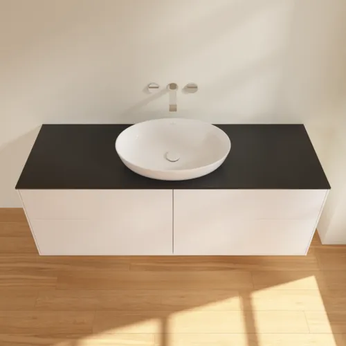 Obrázek VILLEROY BOCH Finion Vanity unit, 4 pull-out compartments, 1600 x 603 x 501 mm, White Matt Lacquer / Glass Black Matt #FA9200MT