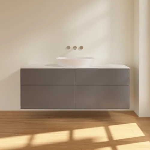 VILLEROY BOCH Finion Waschbeckenunterschrank, 4 Auszüge, 1600 x 603 x 501 mm, Anthracite Matt Lacquer / Glass White Matt #FA9100GK, Bild 3