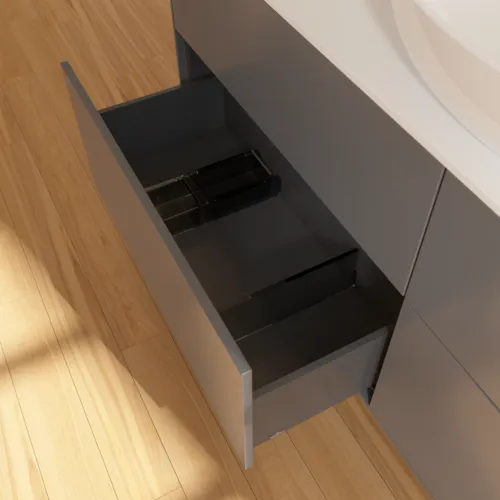 VILLEROY BOCH Finion Waschbeckenunterschrank, 4 Auszüge, 1600 x 603 x 501 mm, Anthracite Matt Lacquer / Glass White Matt #FA9100GK, Bild 6