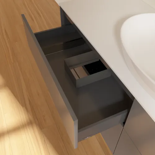 VILLEROY BOCH Finion Waschbeckenunterschrank, 4 Auszüge, 1600 x 603 x 501 mm, Anthracite Matt Lacquer / Glass White Matt #FA9100GK, Bild 7