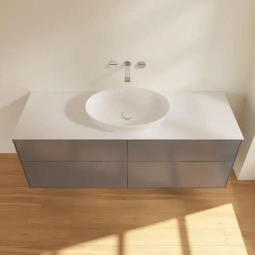 VILLEROY BOCH Finion Waschbeckenunterschrank, 4 Auszüge, 1600 x 603 x 501 mm, Anthracite Matt Lacquer / Glass White Matt #FA9100GK, Bild 4