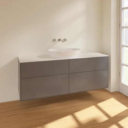 VILLEROY BOCH Finion Waschbeckenunterschrank, 4 Auszüge, 1600 x 603 x 501 mm, Anthracite Matt Lacquer / Glass White Matt #FA9100GK, Bild 2