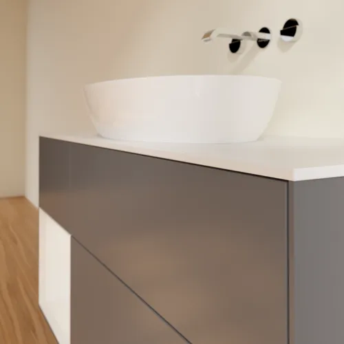 VILLEROY BOCH Finion Waschbeckenunterschrank, mit Beleuchtung, 3 Auszüge, 1200 x 603 x 501 mm, Anthracite Matt Lacquer / Glossy White Lacquer / Glass White Matt #FA61GFGK, Bild 6