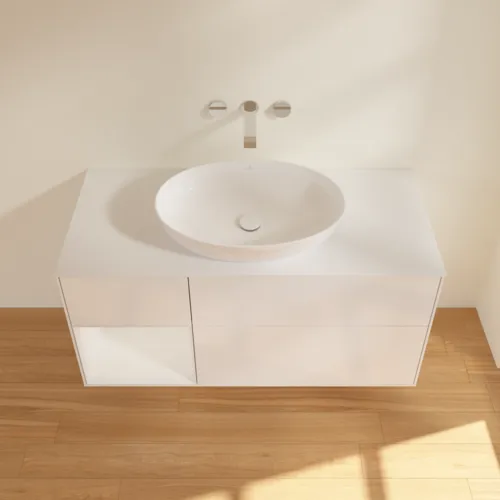Bild von VILLEROY BOCH Finion Waschbeckenunterschrank, mit Beleuchtung, 3 Auszüge, 1200 x 603 x 501 mm, Glossy White Lacquer / Glossy White Lacquer / Glass White Matt #FA61GFGF