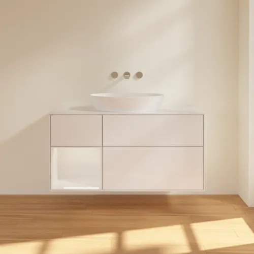 Bild von VILLEROY BOCH Finion Waschbeckenunterschrank, mit Beleuchtung, 3 Auszüge, 1200 x 603 x 501 mm, Glossy White Lacquer / Glossy White Lacquer / Glass White Matt #FA61GFGF