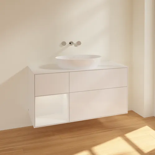 Bild von VILLEROY BOCH Finion Waschbeckenunterschrank, mit Beleuchtung, 3 Auszüge, 1200 x 603 x 501 mm, Glossy White Lacquer / Glossy White Lacquer / Glass White Matt #FA61GFGF