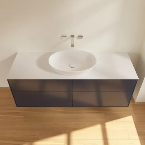 Bild von VILLEROY BOCH Finion Waschbeckenunterschrank, 4 Auszüge, 1600 x 603 x 501 mm, Midnight Blue Matt Lacquer / Glass White Matt #FA9100HG