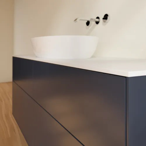 Bild von VILLEROY BOCH Finion Waschbeckenunterschrank, 4 Auszüge, 1600 x 603 x 501 mm, Midnight Blue Matt Lacquer / Glass White Matt #FA9100HG