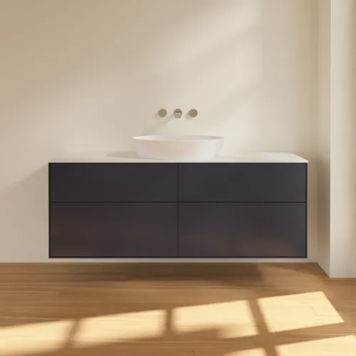 Bild von VILLEROY BOCH Finion Waschbeckenunterschrank, 4 Auszüge, 1600 x 603 x 501 mm, Midnight Blue Matt Lacquer / Glass White Matt #FA9100HG