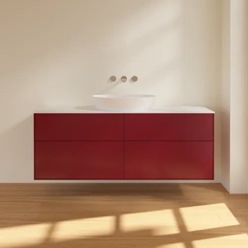 Bild von VILLEROY BOCH Finion Waschbeckenunterschrank, 4 Auszüge, 1600 x 603 x 501 mm, Peony Matt Lacquer / Glass White Matt #FA9100HB