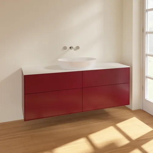 Bild von VILLEROY BOCH Finion Waschbeckenunterschrank, 4 Auszüge, 1600 x 603 x 501 mm, Peony Matt Lacquer / Glass White Matt #FA9100HB