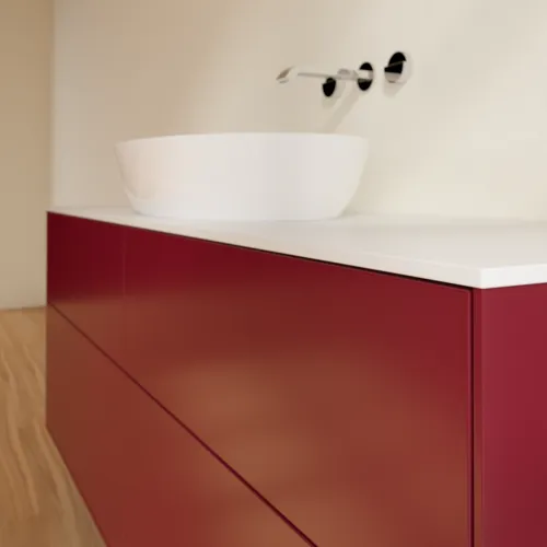 Bild von VILLEROY BOCH Finion Waschbeckenunterschrank, 4 Auszüge, 1600 x 603 x 501 mm, Peony Matt Lacquer / Glass White Matt #FA9100HB