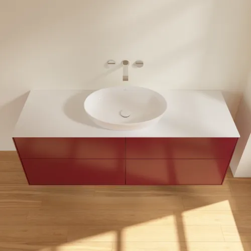 Bild von VILLEROY BOCH Finion Waschbeckenunterschrank, 4 Auszüge, 1600 x 603 x 501 mm, Peony Matt Lacquer / Glass White Matt #FA9100HB