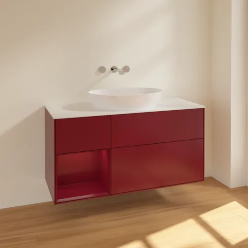 VILLEROY BOCH Finion Waschbeckenunterschrank, mit Beleuchtung, 3 Auszüge, 1200 x 603 x 501 mm, Peony Matt Lacquer / Peony Matt Lacquer / Glass White Matt #FA61HBHB, Bild 2