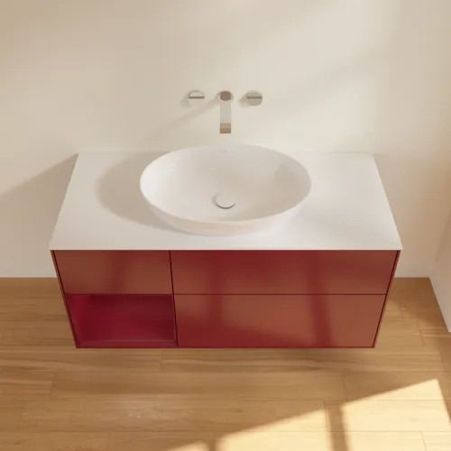 VILLEROY BOCH Finion Waschbeckenunterschrank, mit Beleuchtung, 3 Auszüge, 1200 x 603 x 501 mm, Peony Matt Lacquer / Peony Matt Lacquer / Glass White Matt #FA61HBHB, Bild 4