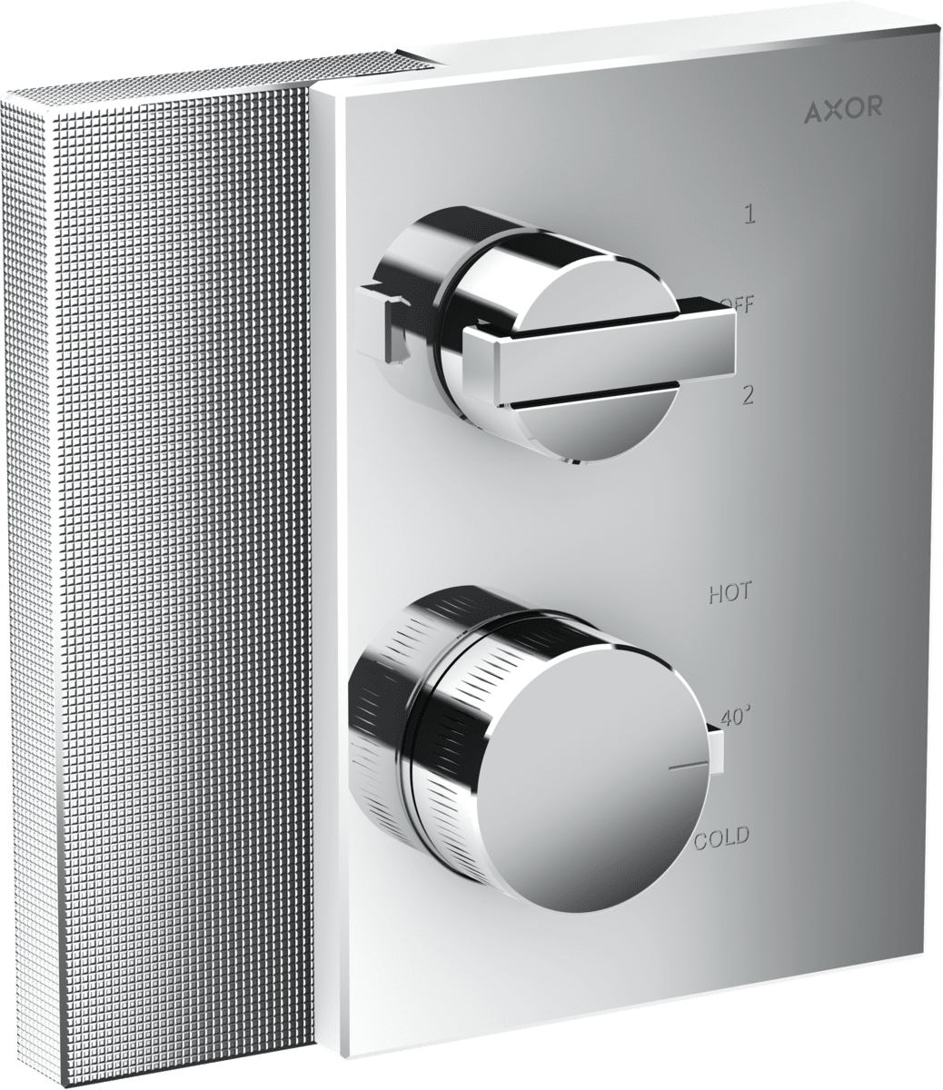 Picture of HANSGROHE AXOR Edge Thermostat for concealed installation with shut-off/ diverter valve - diamond cut #46761000 - Chrome