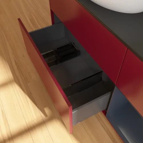 Bild von VILLEROY BOCH Finion Waschbeckenunterschrank, mit Beleuchtung, 3 Auszüge, 1200 x 603 x 501 mm, Peony Matt Lacquer / Midnight Blue Matt Lacquer / Glass Black Matt #FA52HGHB
