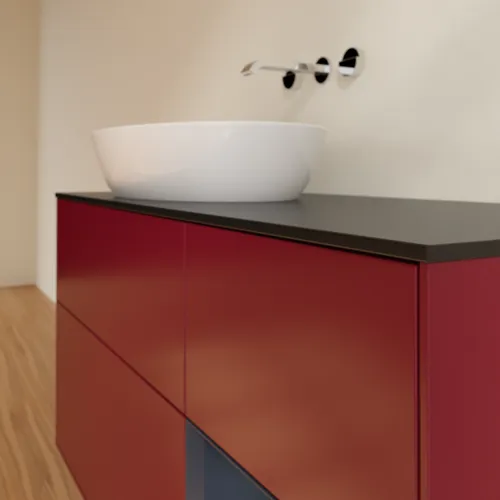 Bild von VILLEROY BOCH Finion Waschbeckenunterschrank, mit Beleuchtung, 3 Auszüge, 1200 x 603 x 501 mm, Peony Matt Lacquer / Midnight Blue Matt Lacquer / Glass Black Matt #FA52HGHB