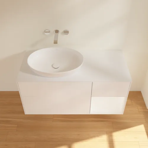 Bild von VILLEROY BOCH Finion Waschbeckenunterschrank, mit Beleuchtung, 3 Auszüge, 1200 x 603 x 501 mm, White Matt Lacquer / White Matt Lacquer / Glass White Matt #FA51MTMT