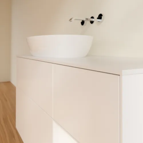 Bild von VILLEROY BOCH Finion Waschbeckenunterschrank, mit Beleuchtung, 3 Auszüge, 1200 x 603 x 501 mm, White Matt Lacquer / White Matt Lacquer / Glass White Matt #FA51MTMT