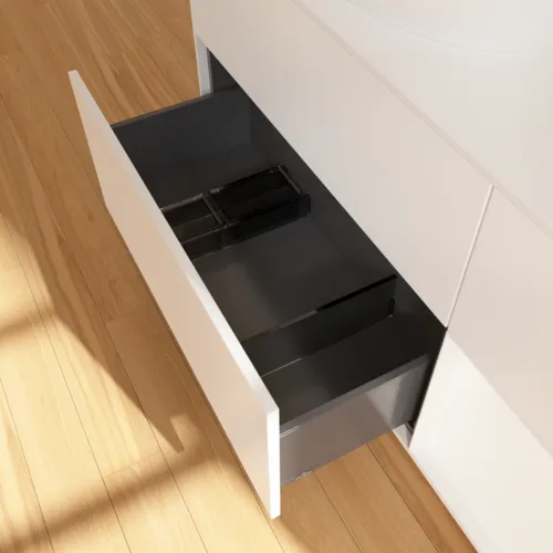 Bild von VILLEROY BOCH Finion Waschbeckenunterschrank, mit Beleuchtung, 3 Auszüge, 1200 x 603 x 501 mm, White Matt Lacquer / White Matt Lacquer / Glass White Matt #FA51MTMT