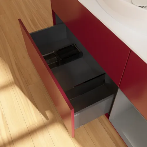 Bild von VILLEROY BOCH Finion Waschbeckenunterschrank, mit Beleuchtung, 3 Auszüge, 1200 x 603 x 501 mm, Peony Matt Lacquer / Anthracite Matt Lacquer / Glass White Matt #FA71GKHB