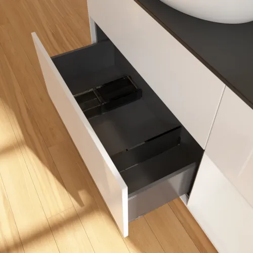 Bild von VILLEROY BOCH Finion Waschbeckenunterschrank, mit Beleuchtung, 3 Auszüge, 1200 x 603 x 501 mm, Glossy White Lacquer / Glossy White Lacquer / Glass Black Matt #FA52GFGF